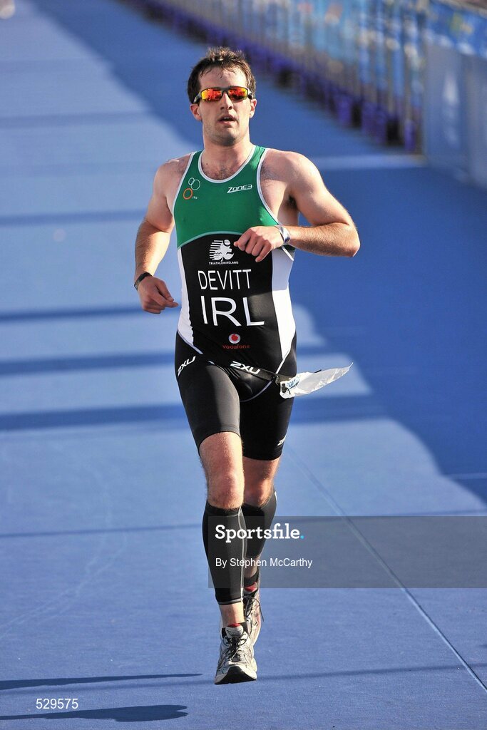 25 June 2011; Ireland's Conor Devitt, from Glasnevin, Dublin, on his way to 12th position in the 25-29 Male Age Group Sprint event, in a time of 01:16:39, at the 2011 Pontevedra ETU Triathlon European Championships. Pontevedra, Spain. Picture credit: Stephen McCarthy / SPORTSFILE