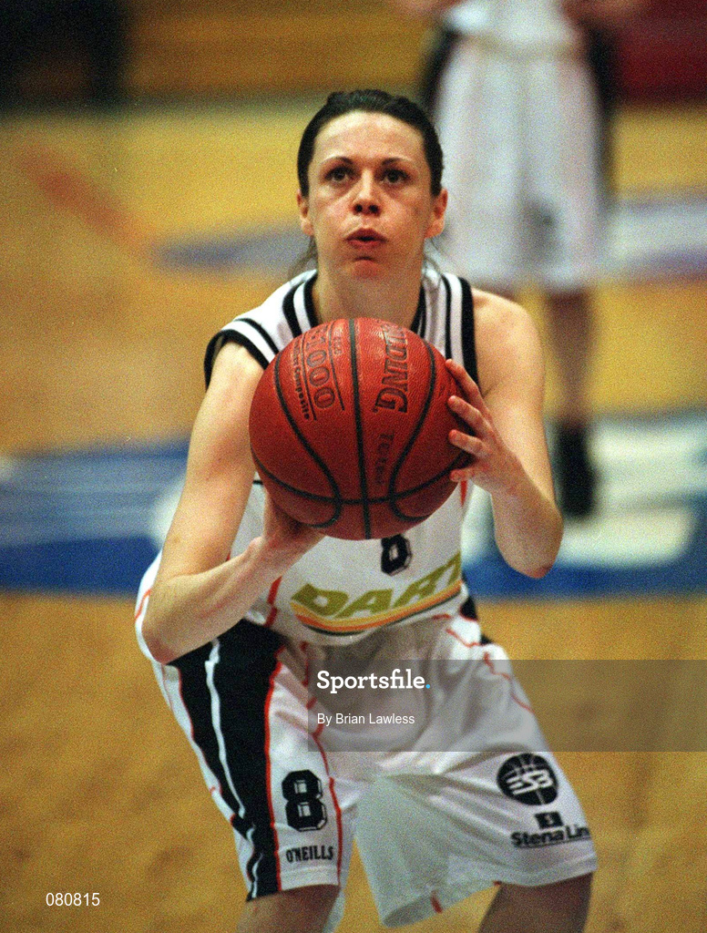25 January 2002; Emma Pierce of Dart Killester during the ESB Women's National Cup Semi-Final between Mercy Coolock and Dart Killester at the ESB Arena in Tallaght, Dublin. Photo by Brian Lawless/Sportsfile