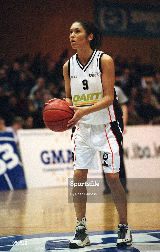 25 January 2002; Vanessa Burke of Dart Killester during the ESB Women's National Cup Semi-Final between Mercy Coolock and Dart Killester at the ESB Arena in Tallaght, Dublin. Photo by Brian Lawless/Sportsfile