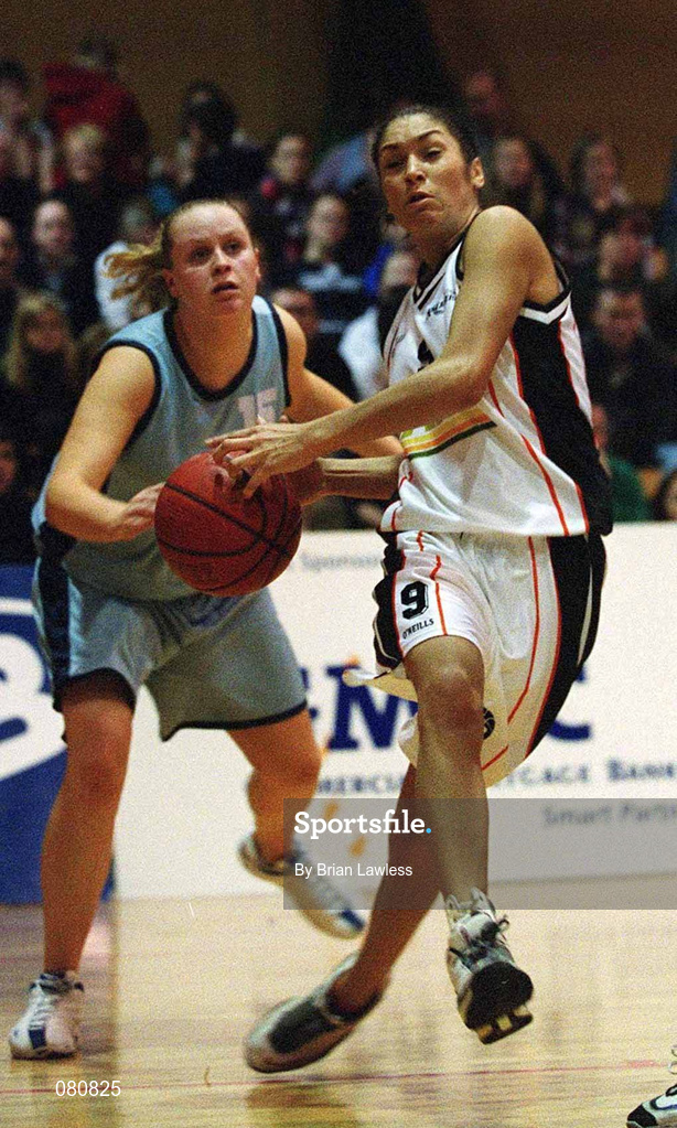 25 January 2002; Vanessa Burke of Dart Killester during the ESB Women's National Cup Semi-Final between Mercy Coolock and Dart Killester at the ESB Arena in Tallaght, Dublin. Photo by Brian Lawless/Sportsfile