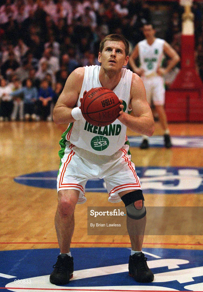 26 January 2002; Jay Larranaga of Ireland during the European Championships Semi-Final Round match between Ireland and Bosnia at the EBS Arena in Dublin. Photo by Brian Lawless/Sportsfile