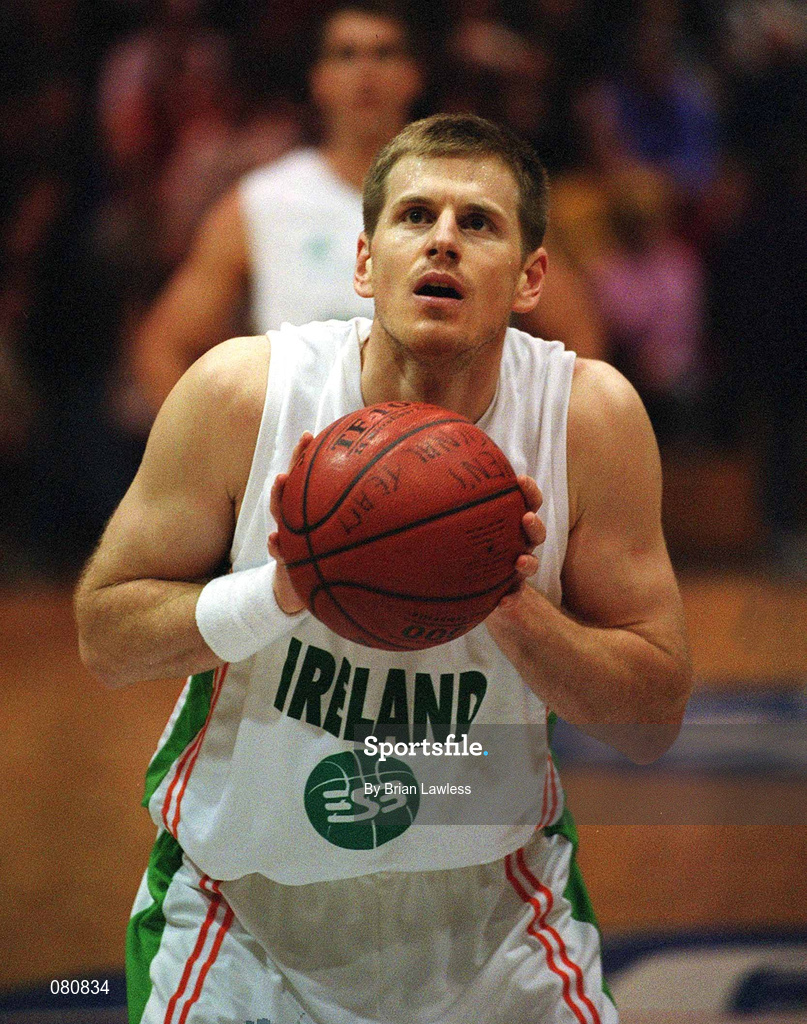 26 January 2002; Jay Larranaga of Ireland during the European Championships Semi-Final Round match between Ireland and Bosnia at the EBS Arena in Dublin. Photo by Brian Lawless/Sportsfile
