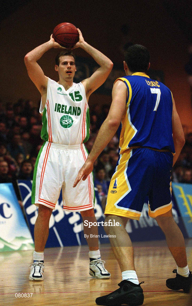 26 January 2002; Glenn Sekunda of Ireland  during the European Championships Semi-Final Round match between Ireland and Bosnia at the EBS Arena in Dublin. Photo by Brian Lawless/Sportsfile