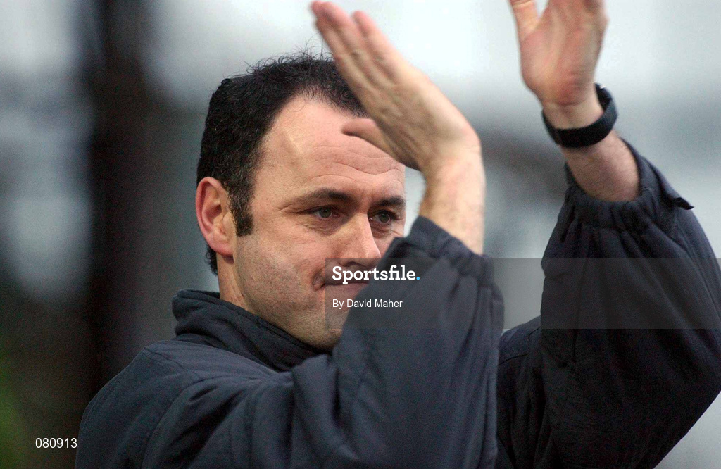 28 January 2002; Shelbourne joint caretaker manager Alan Mathews during the eircom League Premier Division match between Dundalk and Shelbourne at Oriel Park in Dundalk, Louth. Photo by David Maher/Sportsfile