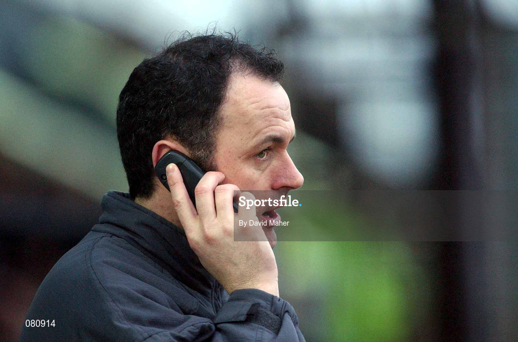 28 January 2002; Shelbourne joint caretaker manager Alan Mathews during the eircom League Premier Division match between Dundalk and Shelbourne at Oriel Park in Dundalk, Louth. Photo by David Maher/Sportsfile