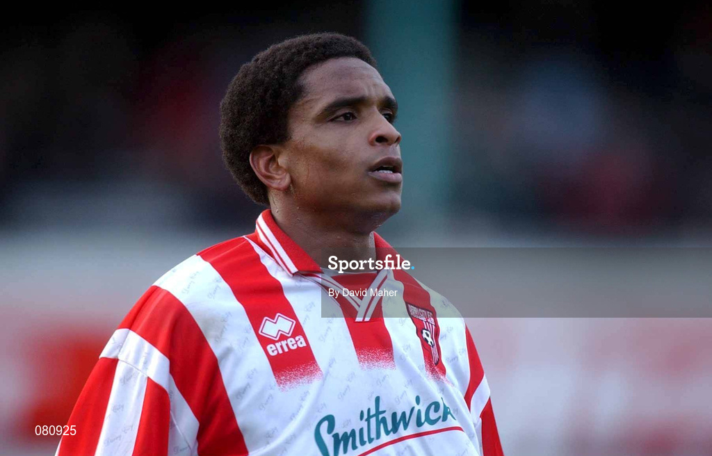 20 January 2002; Derek Phillips of Derry City during the FAI Carlsberg Cup match between Derry City and St Kevin's Boys at The Brandywell Stadium in Derry.