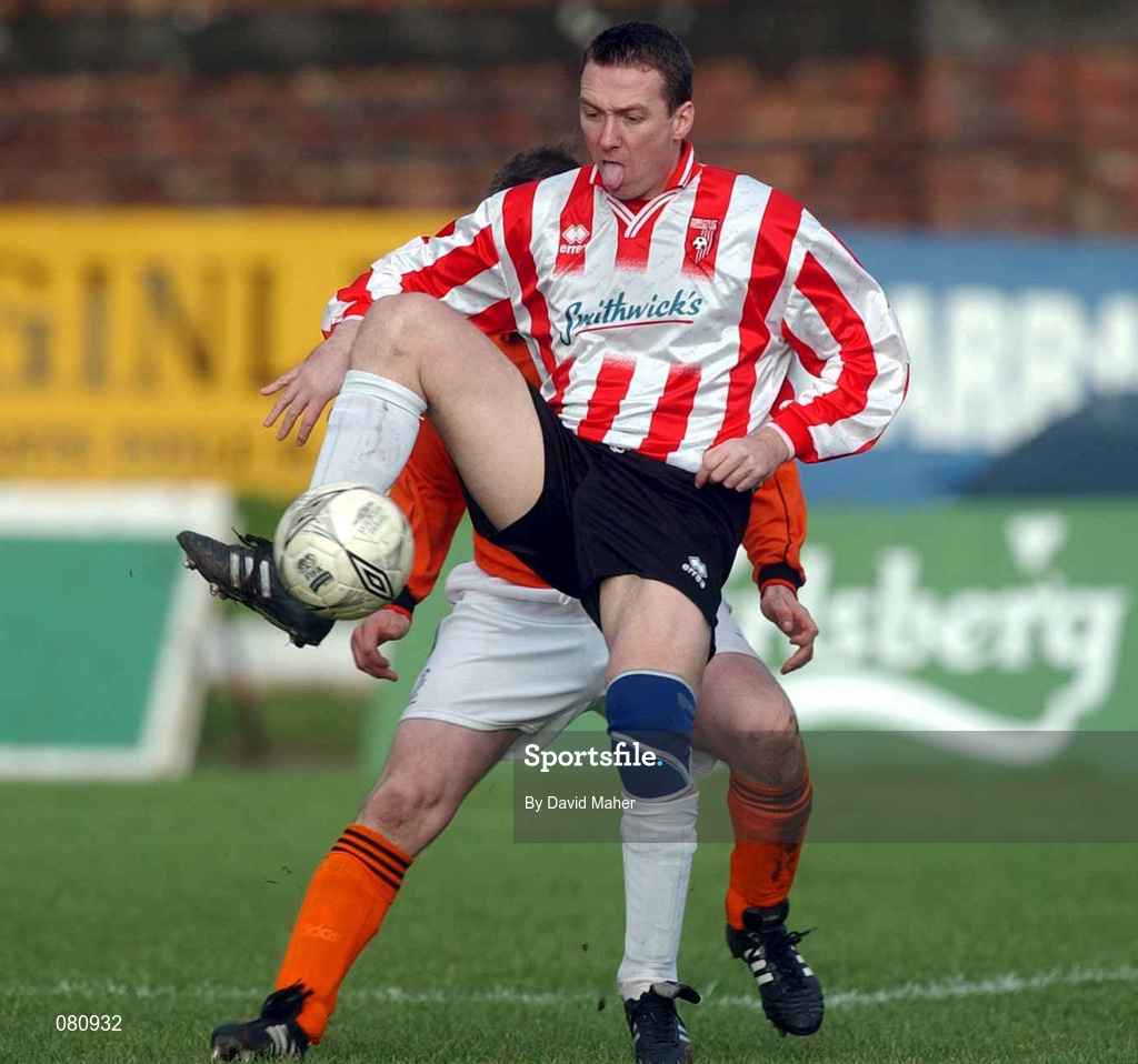 20 January 2002; Liam Coyle of Derry City during the FAI Carlsberg Cup match between Derry City and St Kevin's Boys at The Brandywell Stadium in Derry.