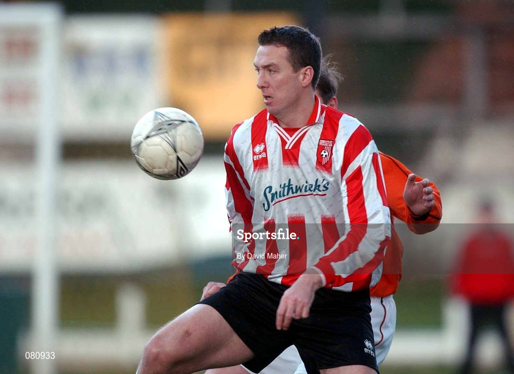 20 January 2002; Liam Coyle of Derry City during the FAI Carlsberg Cup match between Derry City and St Kevin's Boys at The Brandywell Stadium in Derry.