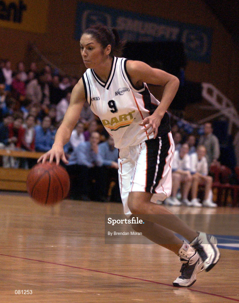 25 January 2002; Vanessa Burke of Dart Killester during the ESB Women's National Cup Semi-Final between Mercy Coolock and Dart Killester at the ESB Arena in Tallaght, Dublin. Photo by Brendan Moran/Sportsfile