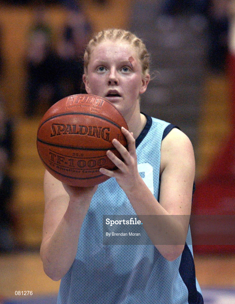 25 January 2002; Niamh Foley of Mercy Coolock during the ESB Women's National Cup Semi-Final between Mercy Coolock and Dart Killester at the ESB Arena in Tallaght, Dublin. Photo by Brendan Moran/Sportsfile