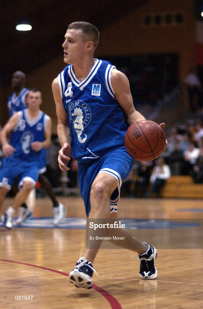 25 January 2002; Mike Keohane of Waterford Crystal during the ESB Men's National Cup Semi-Final match between Waterford Crystal and SX3 Star at the ESB Arena in Tallaght, Dublin. Photo by Brendan Moran/Sportsfile