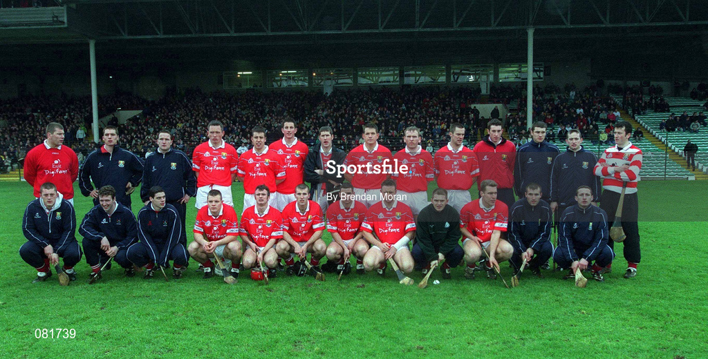 25 February 2002; The Cork team ahead of the Allianz National Hurling League Division 1B Round 1 match between Limerick and Cork at the Gaelic Grounds in Limerick. Photo by Brendan Moran/Sportsfile