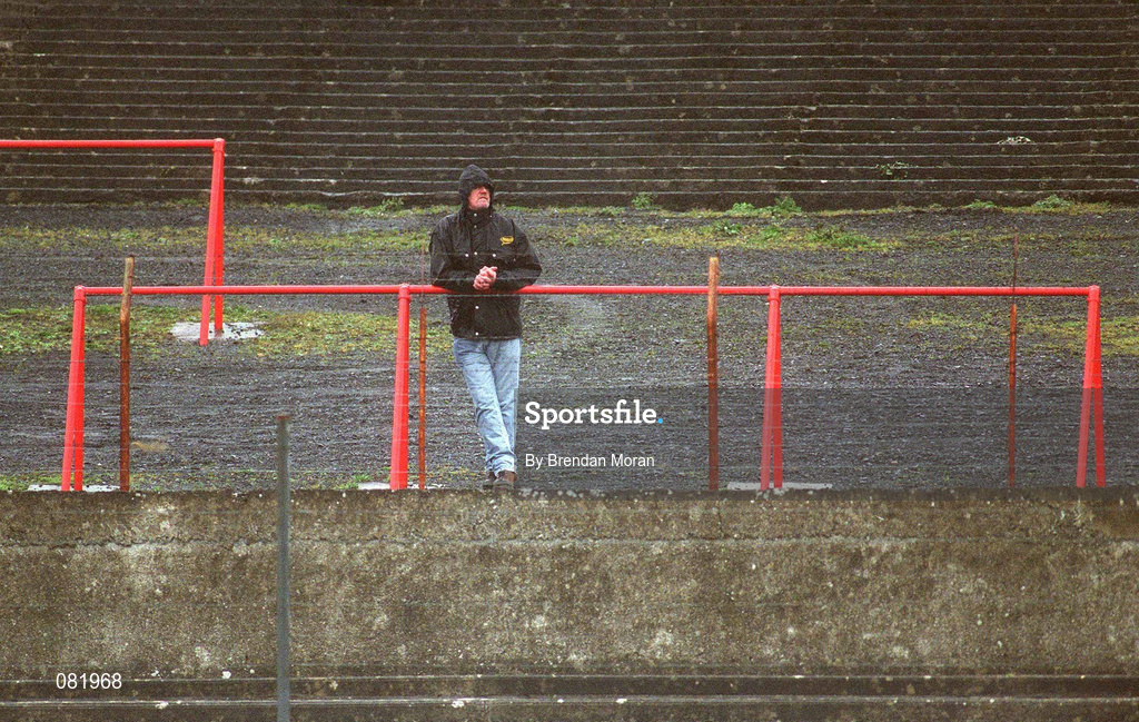 25 February 2002; A lone supporter stands in the terraces during the Allianz National Hurling League Division 1B Round 1match between Limerick and Cork at the Gaelic Grounds in Limerick. Photo by Brendan Moran/Sportsfile