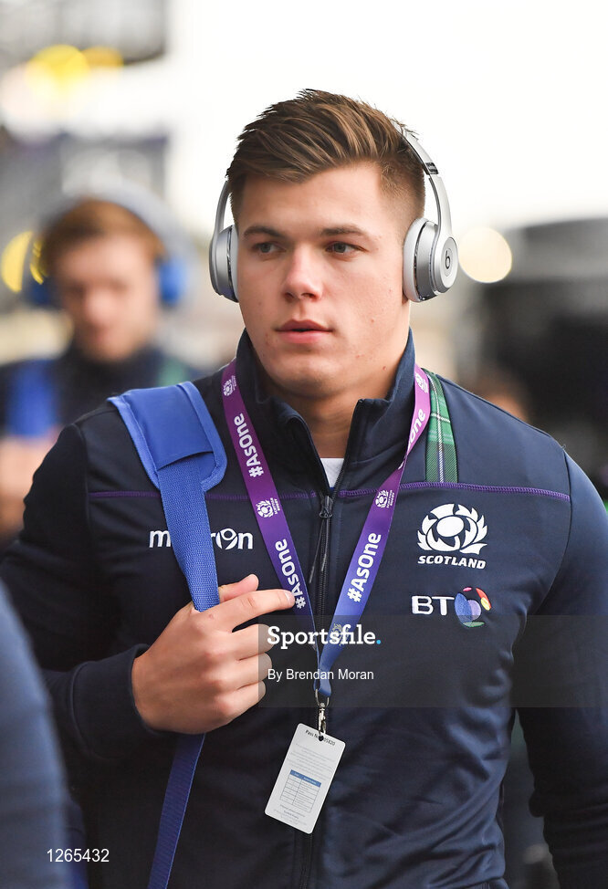 4 February 2017; Huw Jones of Scotland arrives ahead of the RBS Six Nations Rugby Championship match between Scotland and Ireland at BT Murrayfield Stadium in Edinburgh, Scotland. Photo by Brendan Moran/Sportsfile