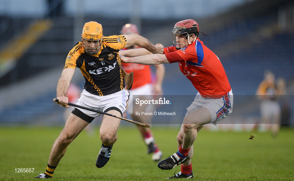4 February 2017; Gary Brennan of Ballyea in action against Cathal Burke of St Thomas' during the AIB GAA Hurling All-Ireland Senior Club Championship Semi-Final match between St Thomas' and Ballyea at Semple Stadium in Thurles, Co Tipperary. Photo by Piaras Ó Mídheach/Sportsfile
