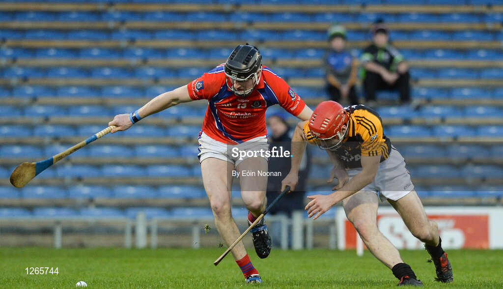4 February 2017; Brendan Farrell of St Thomas' in action against Joe Neylon of Ballyea during the AIB GAA Hurling All-Ireland Senior Club Championship Semi-Final match between St Thomas' and Ballyea at Semple Stadium in Thurles, Co Tipperary. Photo by Eóin Noonan/Sportsfile