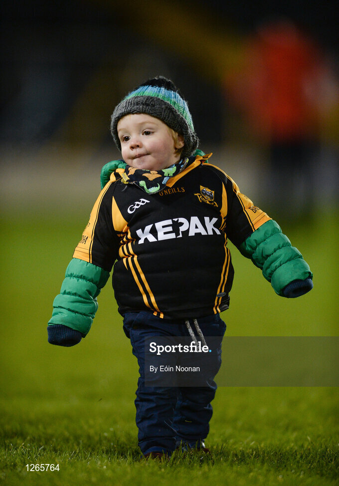 4 February 2017; Young Ballyea supporter Darragh Cooney, age 16 months, walking on the pitch following the AIB GAA Hurling All-Ireland Senior Club Championship Semi-Final match between St Thomas' and Ballyea at Semple Stadium in Thurles, Co Tipperary. Photo by Eóin Noonan/Sportsfile