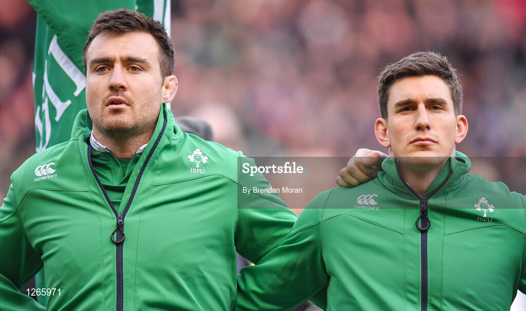 4 February 2017; Niall Scannell, left, and Ian Keatley of Ireland prior to the RBS Six Nations Rugby Championship match between Scotland and Ireland at BT Murrayfield Stadium in Edinburgh, Scotland. Photo by Brendan Moran/Sportsfile