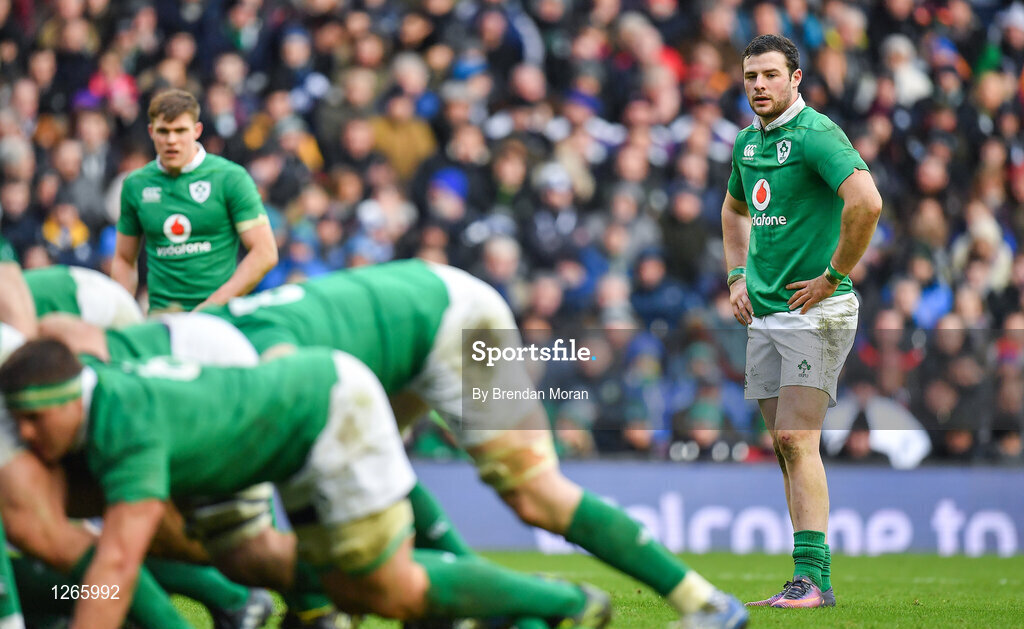 4 February 2017; Robbie Henshaw, right, of Ireland, with centre partner Garry Ringrose during the RBS Six Nations Rugby Championship match between Scotland and Ireland at BT Murrayfield Stadium in Edinburgh, Scotland. Photo by Brendan Moran/Sportsfile