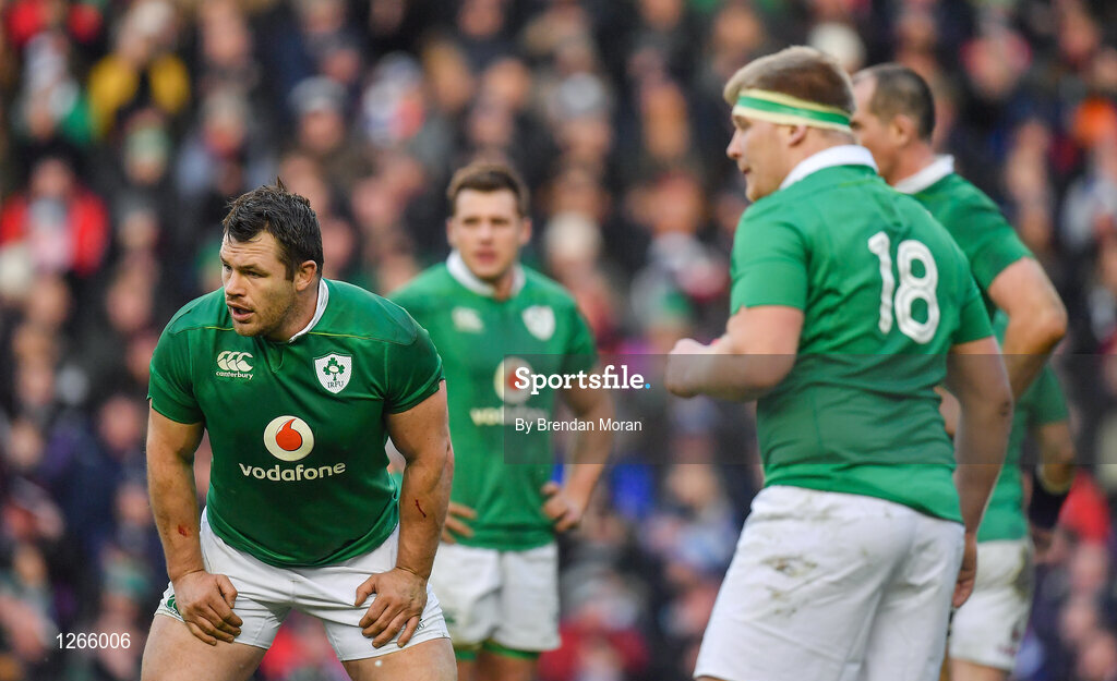 4 February 2017; Cian Healy, left, of Ireland during the RBS Six Nations Rugby Championship match between Scotland and Ireland at BT Murrayfield Stadium in Edinburgh, Scotland. Photo by Brendan Moran/Sportsfile