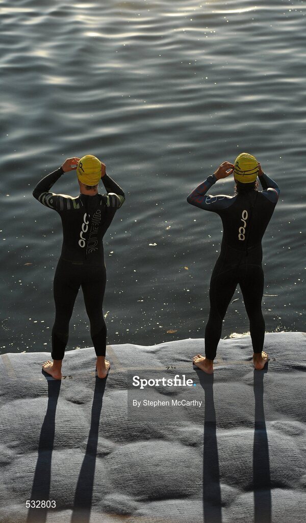 25 June 2011; A general view of the action from the Group Sprint event. 2011 Pontevedra ETU Triathlon European Championships. Pontevedra, Spain. Picture credit: Stephen McCarthy / SPORTSFILE
