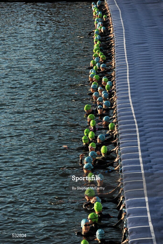 25 June 2011; A general view of the action from the Group Sprint event. 2011 Pontevedra ETU Triathlon European Championships. Pontevedra, Spain. Picture credit: Stephen McCarthy / SPORTSFILE