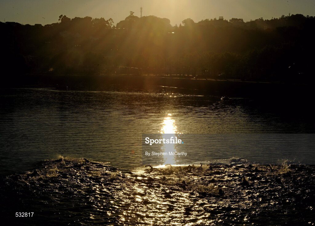 25 June 2011; A general view of the action from the Group Sprint event. 2011 Pontevedra ETU Triathlon European Championships. Pontevedra, Spain. Picture credit: Stephen McCarthy / SPORTSFILE