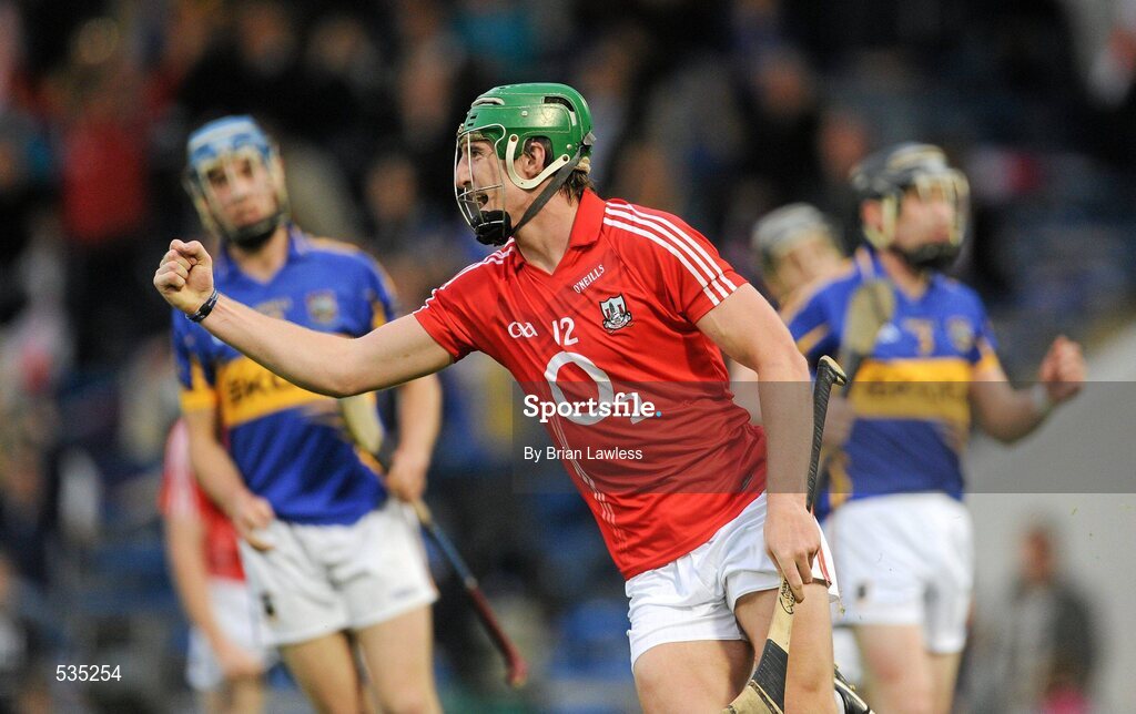 15 July 2011; Aidan Walsh, Cork, celebrates scoring his side's fourth goal. Bord Gáis Energy Munster GAA Hurling Under 21 Championship Semi-Final, Tipperary v Cork, Semple Stadium, Thurles, Co. Tipperary. Picture credit: Brian Lawless / SPORTSFILE