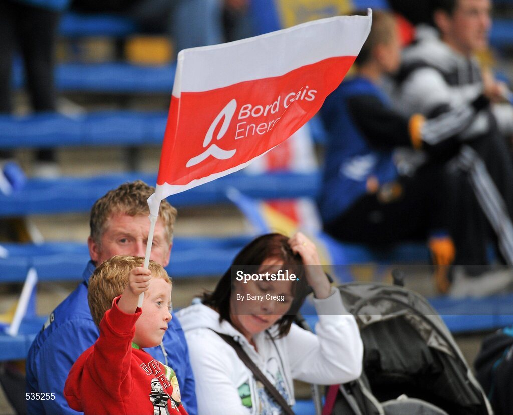 15 July 2011; A young Cork supporter waves his flag during the game. Bord Gáis Energy Munster GAA Hurling Under 21 Championship Semi-Final, Tipperary v Cork, Semple Stadium, Thurles, Co. Tipperary. Picture credit: Barry Cregg / SPORTSFILE