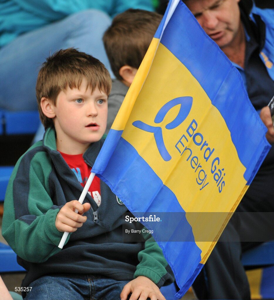 15 July 2011; A young Tipperary supporter waves his flag during the game. Bord Gáis Energy Munster GAA Hurling Under 21 Championship Semi-Final, Tipperary v Cork, Semple Stadium, Thurles, Co. Tipperary. Picture credit: Barry Cregg / SPORTSFILE