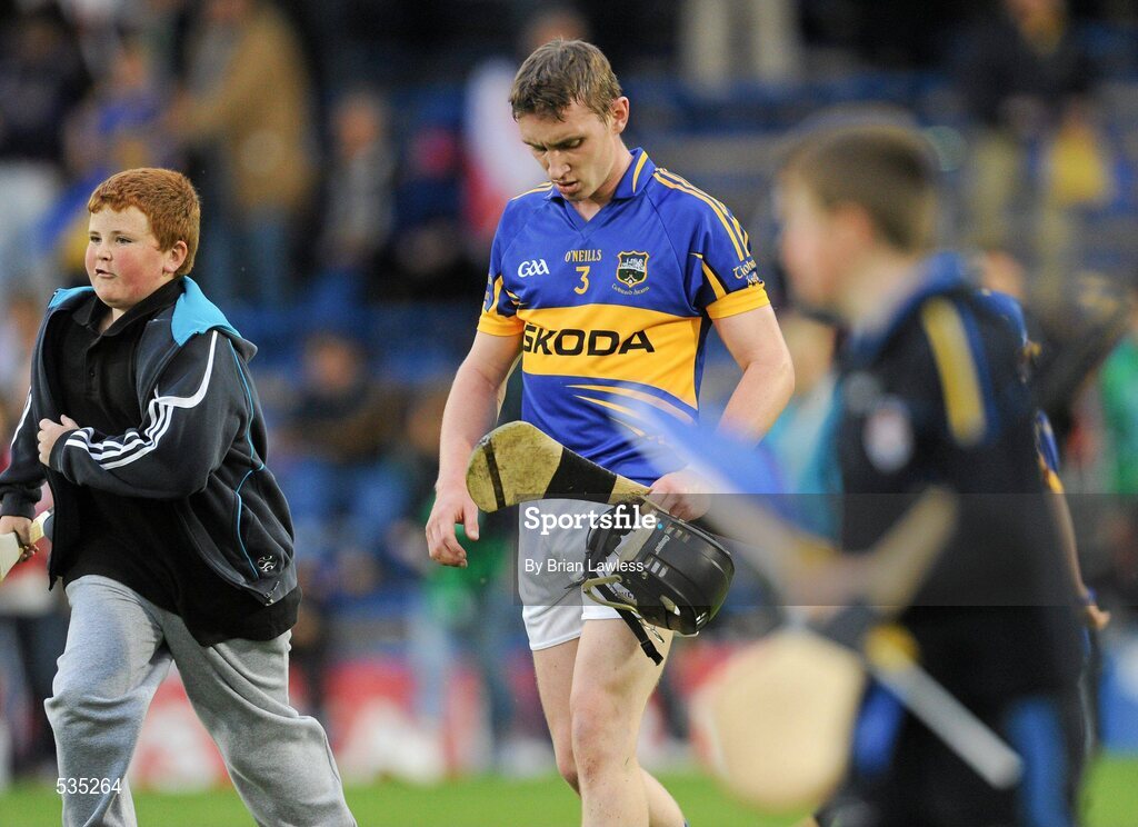 15 July 2011; Tipperary's Kevin O'Gorman shows his disappointment after the match. Bord Gáis Energy Munster GAA Hurling Under 21 Championship Semi-Final, Tipperary v Cork, Semple Stadium, Thurles, Co. Tipperary. Picture credit: Brian Lawless / SPORTSFILE