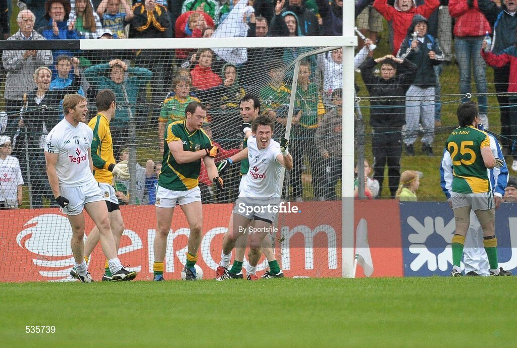 16 July 2011; Emmet Bolton, Kildare, celebrates after scoring his side's 2nd goal. GAA Football All-Ireland Senior Championship Qualifier, Round 3, Meath v Kildare, Pairc Tailteann, Navan, Co. Meath. Photo by Sportsfile