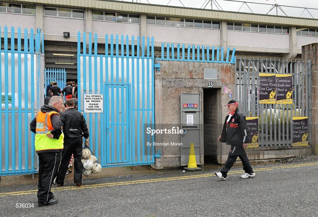 17 July 2011; Derry manager John Brennan follows the rest of his Derry team into the ground before the game. Ulster GAA Football Senior Championship Final, Derry v Donegal, St Tiernach's Park, Clones, Co. Monaghan. Picture credit: Brendan Moran / SPORTSFILE