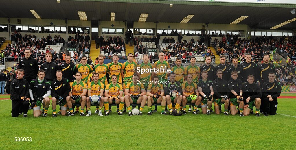 17 July 2011; The Donegal squad. Ulster GAA Football Senior Championship Final, Derry v Donegal, St Tiernach's Park, Clones, Co. Monaghan. Picture credit: Oliver McVeigh / SPORTSFILE