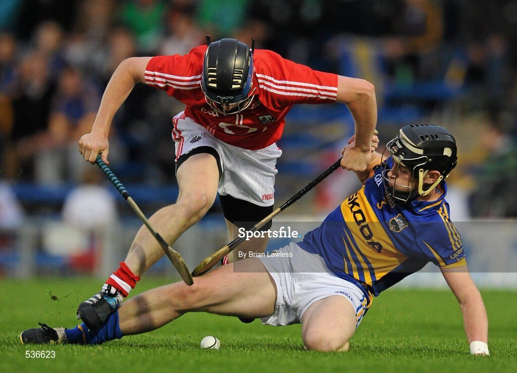 15 July 2011; Kevin O'Gorman, Tipperary, in action against Conor Lehane, Cork. Bord Gáis Energy Munster GAA Hurling Under 21 Championship Semi-Final, Tipperary v Cork, Semple Stadium, Thurles, Co. Tipperary. Picture credit: Brian Lawless / SPORTSFILE