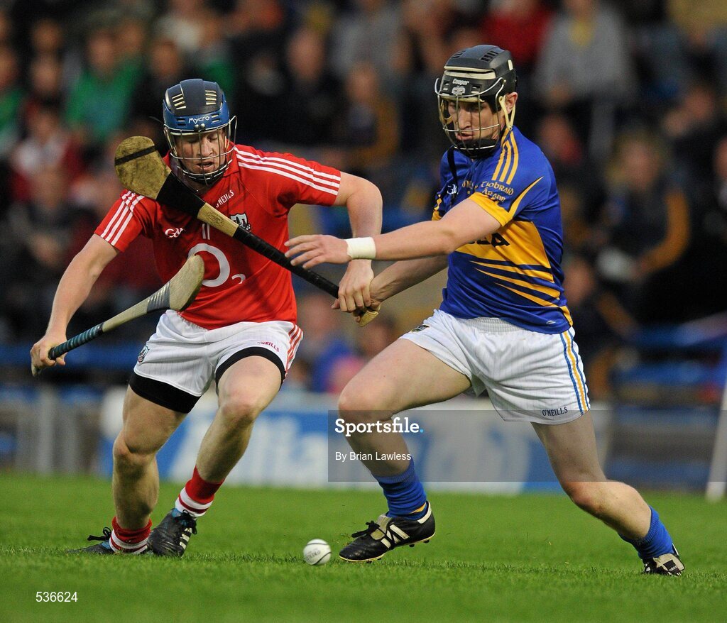 15 July 2011; Kevin O'Gorman, Tipperary, in action against Conor Lehane, Cork. Bord Gáis Energy Munster GAA Hurling Under 21 Championship Semi-Final, Tipperary v Cork, Semple Stadium, Thurles, Co. Tipperary. Picture credit: Brian Lawless / SPORTSFILE