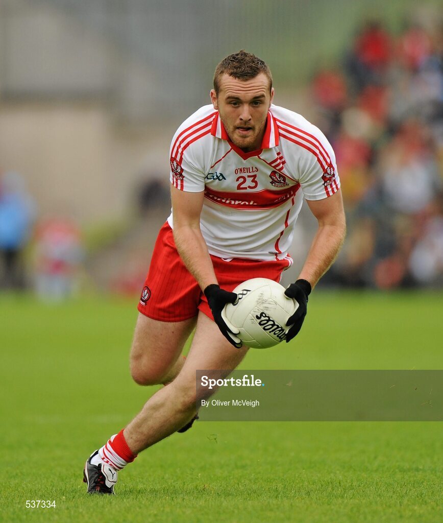 17 July 2011; Emmett McGuckin, Derry. Ulster GAA Football Senior Championship Final, Derry v Donegal, St Tiernach's Park, Clones, Co. Monaghan. Picture credit: Oliver McVeigh / SPORTSFILE