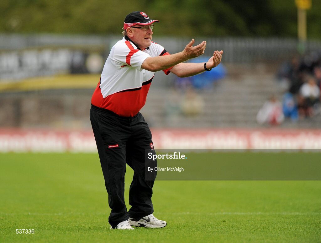 17 July 2011; Derry manager John Brennan. Ulster GAA Football Senior Championship Final, Derry v Donegal, St Tiernach's Park, Clones, Co. Monaghan. Picture credit: Oliver McVeigh / SPORTSFILE