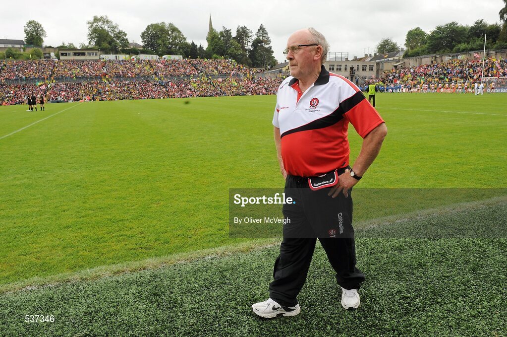 17 July 2011; Derry manager John Brennan. Ulster GAA Football Senior Championship Final, Derry v Donegal, St Tiernach's Park, Clones, Co. Monaghan. Picture credit: Oliver McVeigh / SPORTSFILE
