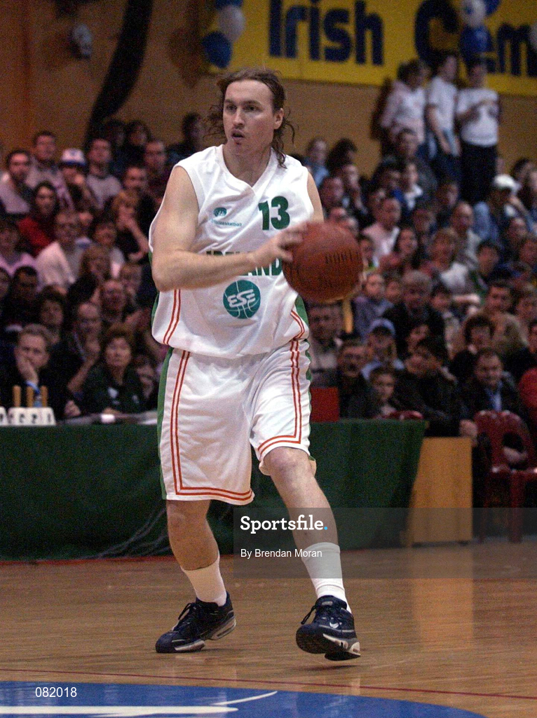 26 January 2002; John O'Connell of Ireland during the European Championships Semi-Final Round match between Ireland and Bosnia at the EBS Arena in Dublin. Photo by Brendan Moran/Sportsfile
