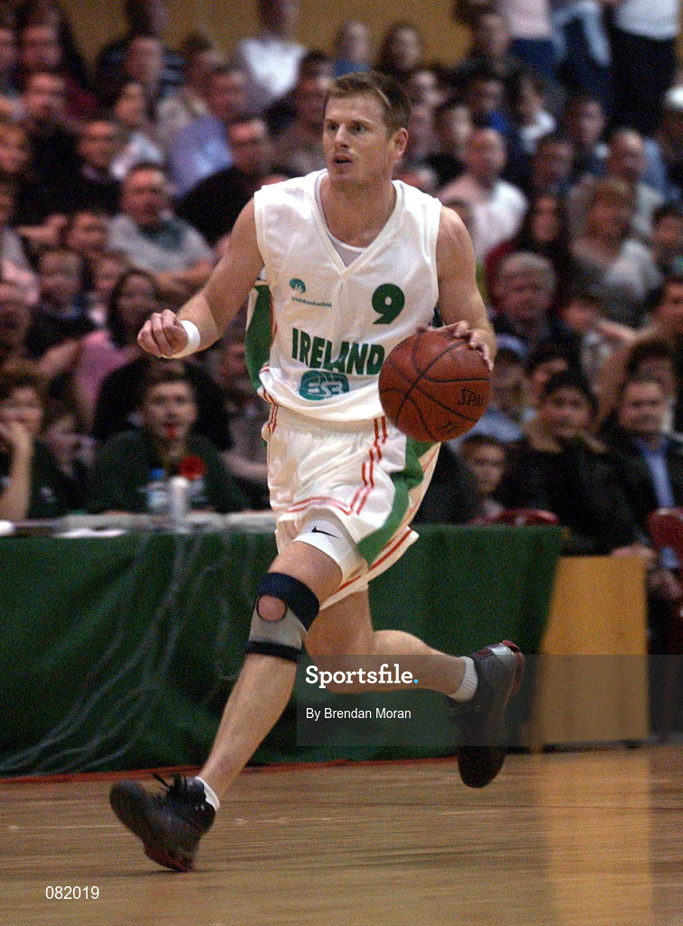 26 January 2002; Jay Larranaga of Ireland during the European Championships Semi-Final Round match between Ireland and Bosnia at the EBS Arena in Dublin. Photo by Brendan Moran/Sportsfile