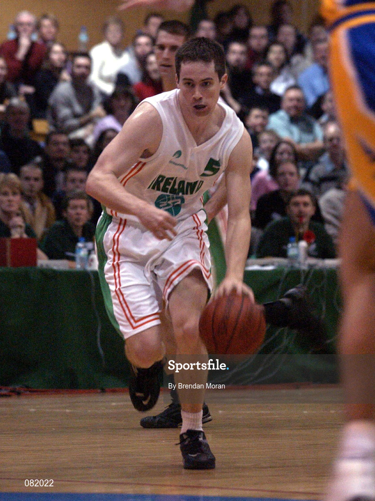 26 January 2002; Billy Donlon of Ireland during the European Championships Semi-Final Round match between Ireland and Bosnia at the EBS Arena in Dublin. Photo by Brendan Moran/Sportsfile