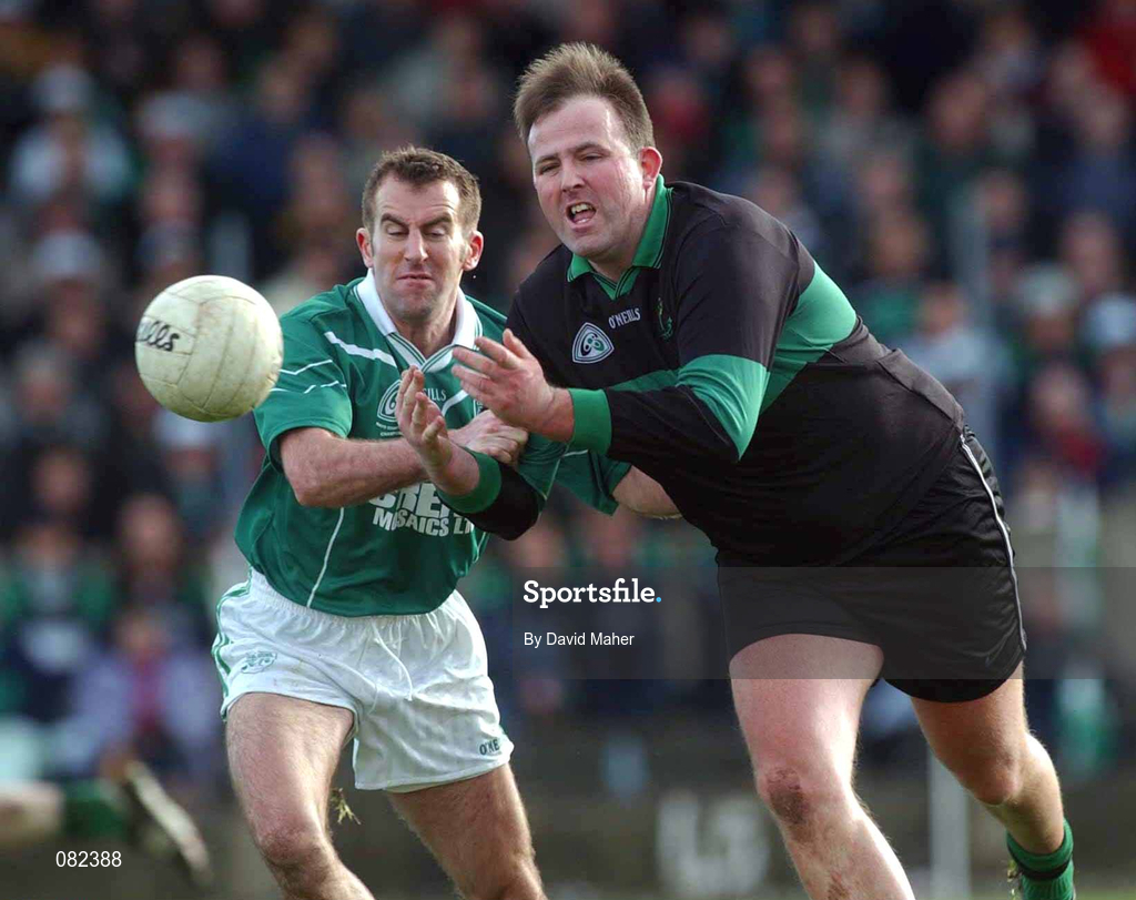 2 March 2002; Colin Corkery of Nemo Rangers in action against Ray Lenehan of Charlestown Sarsfields during the AIB GAA Football All-Ireland Senior Club Championship Semi-Final match between Nemo Rangers and Charlestown Sarsfield at McDonagh Park in Nenagh, Tipperary. Photo by David Maher/Sportsfile