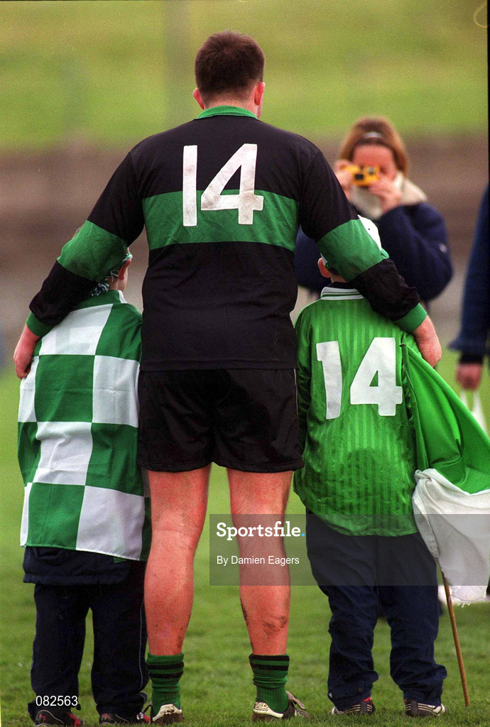 2 March 2002; Colin Corkery of Nemo Rangers poses for a photograph with two fans following the AIB GAA Football All-Ireland Senior Club Championship Semi-Final match between Nemo Rangers and Charlestown Sarsfield at McDonagh Park in Nenagh, Tipperary. Photo by Damien Eagers/Sportsfile