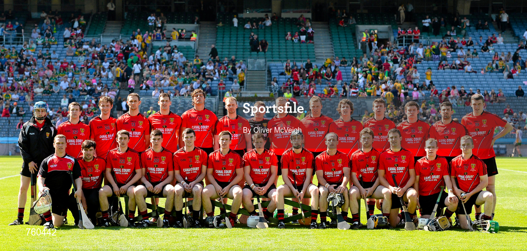 8 June 2013; The Down panel prior to during the Christy Ring Cup Final match between Kerry and Down at Croke Park in Dublin. Photo by Oliver McVeigh/Sportsfile