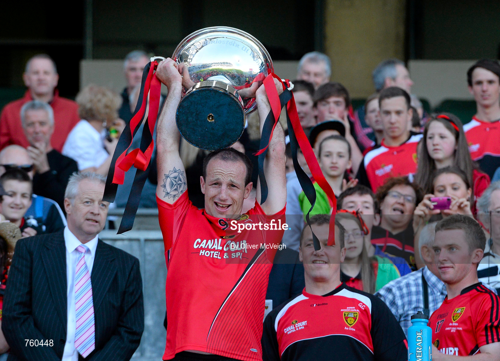 8 June 2013; Ciaran Coulter of Down lifts the Christy Ring Cup following his side's victory during the Christy Ring Cup Final match between Kerry and Down at Croke Park in Dublin. Photo by Oliver McVeigh/Sportsfile