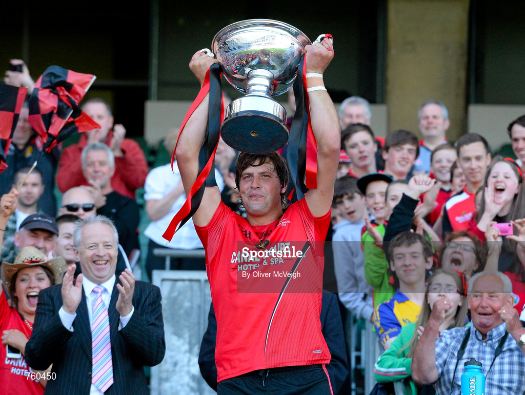 8 June 2013; Gareth Johnston of Down lifts the Christy Ring Cup. following his side's victory during the Christy Ring Cup Final match between Kerry and Down at Croke Park in Dublin. Photo by Oliver McVeigh/Sportsfile