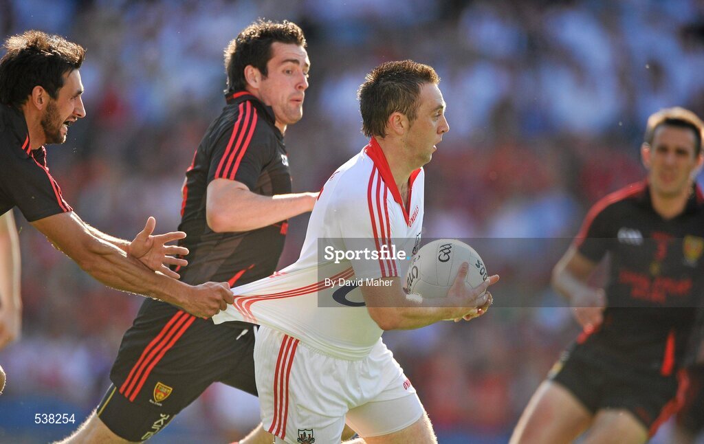 23 July 2011; Paul Kerrigan, Cork, in action against Aidan Branagan, Down. GAA Football All-Ireland Senior Championship Qualifier Round 4, Cork v Down, Croke Park, Dublin. Picture credit: David Maher / SPORTSFILE