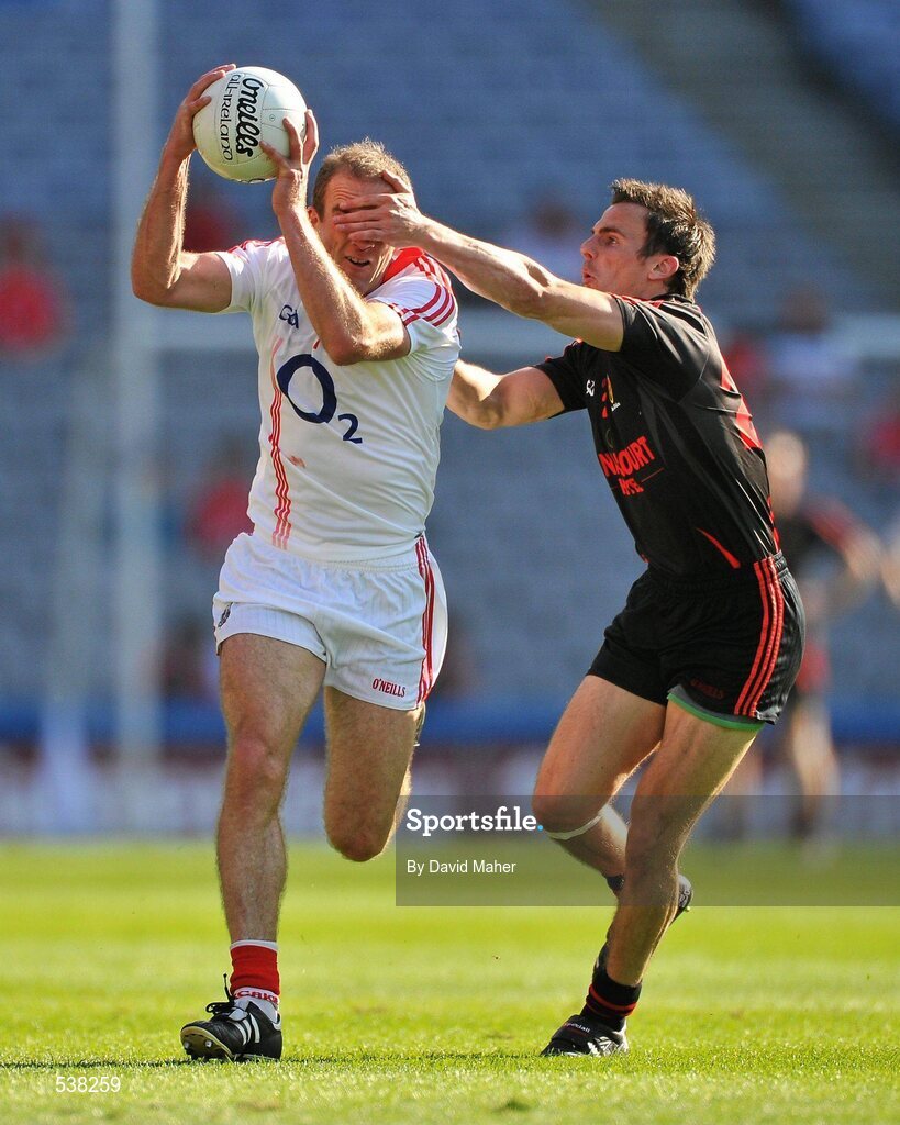 23 July 2011; Paudie Kissane, Cork, in action against Danny Hughes, Down. GAA Football All-Ireland Senior Championship Qualifier Round 4, Cork v Down, Croke Park, Dublin. Picture credit: David Maher / SPORTSFIL