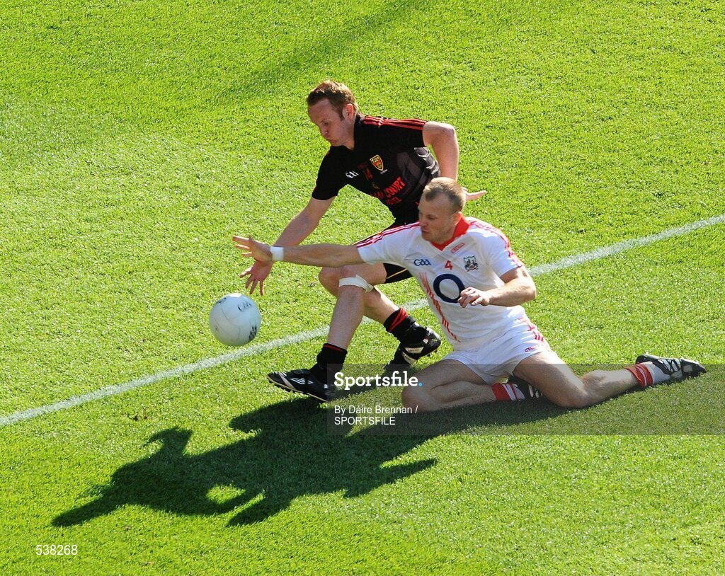 23 July 2011; Michael Shields, Cork, in action against Brendan Coulter, Down. GAA Football All-Ireland Senior Championship Qualifier Round 4, Cork v Down, Croke Park, Dublin. Picture credit: Dáire Brennan / SPORTSFILE